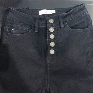 KanCan Bianca Button Fly Skinny Black Jeans Sz 24